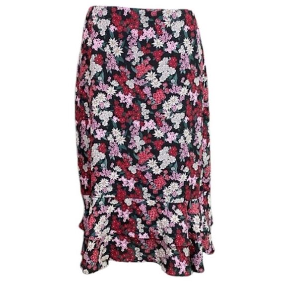 Ann Taylor Mini Floral Mini Skirt Ruffle Hem - Picture 1 of 10